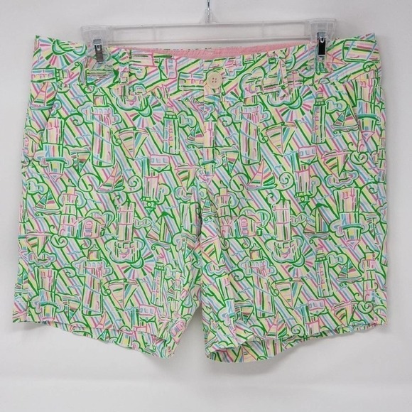 Lilly Pulitzer Grace Resort 7" Beach Twill Nautical Chino Shorts Green Size 4 - Picture 1 of 6